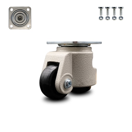 Service Caster Nylon Swivel Top Plate Floor Leveling Caster w/1.65" Diameter Black Wheel SCC-TPLV05S42-NYR-50-DC